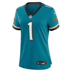 Travis Etienne Jr Jacksonville Jaguars Women's Prowler Throwback Game Jersey - Teal outlet