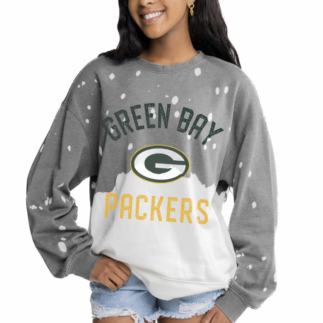 Green Bay Packers Gameday Couture Women's Oversized Coin Toss Faded French Terry Tri-Blend Pullover Sweatshirt - Gray discount