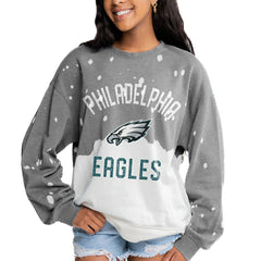 Philadelphia Eagles Gameday Couture Women's Oversized Coin Toss Faded French Terry Tri-Blend Pullover Sweatshirt - Gray sale
