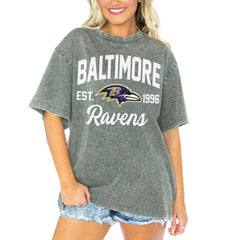 Baltimore Ravens Gameday Couture Women's Tackle Titan Boyfriend Washed T-Shirt - Gray sale