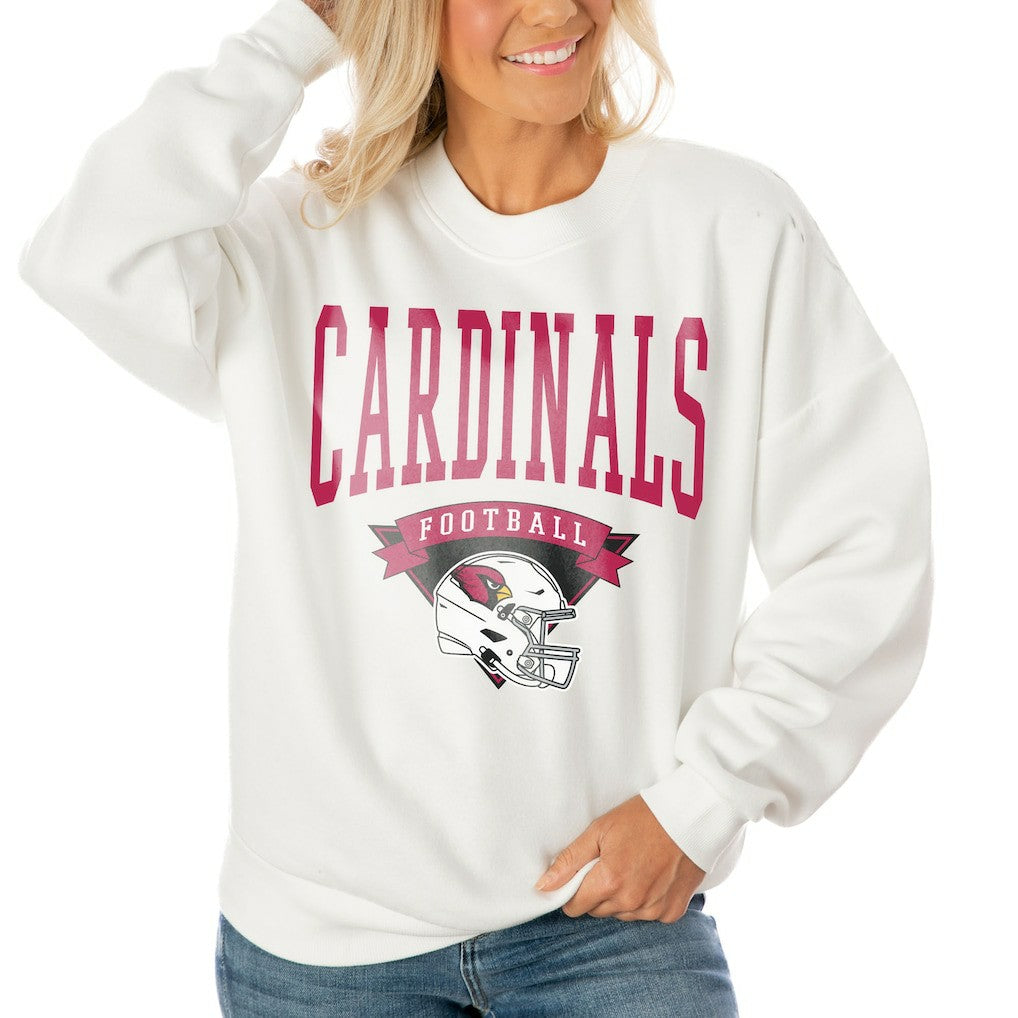 Arizona Cardinals Gameday Couture Women's Oversized Yard Line Tri-Blend Pullover Sweatshirt - White outlet
