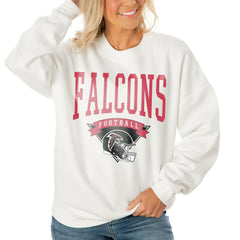 Atlanta Falcons Gameday Couture Women's Oversized Yard Line Tri-Blend Pullover Sweatshirt - White on sale