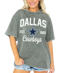 Dallas Cowboys Gameday Couture Women's Tackle Titan Boyfriend Washed T-Shirt - Gray for sale