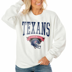 Houston Texans Gameday Couture Women's Oversized Yard Line Tri-Blend Pullover Sweatshirt - White online