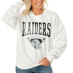 Las Vegas Raiders Gameday Couture Women's Oversized Yard Line Tri-Blend Pullover Sweatshirt - White online