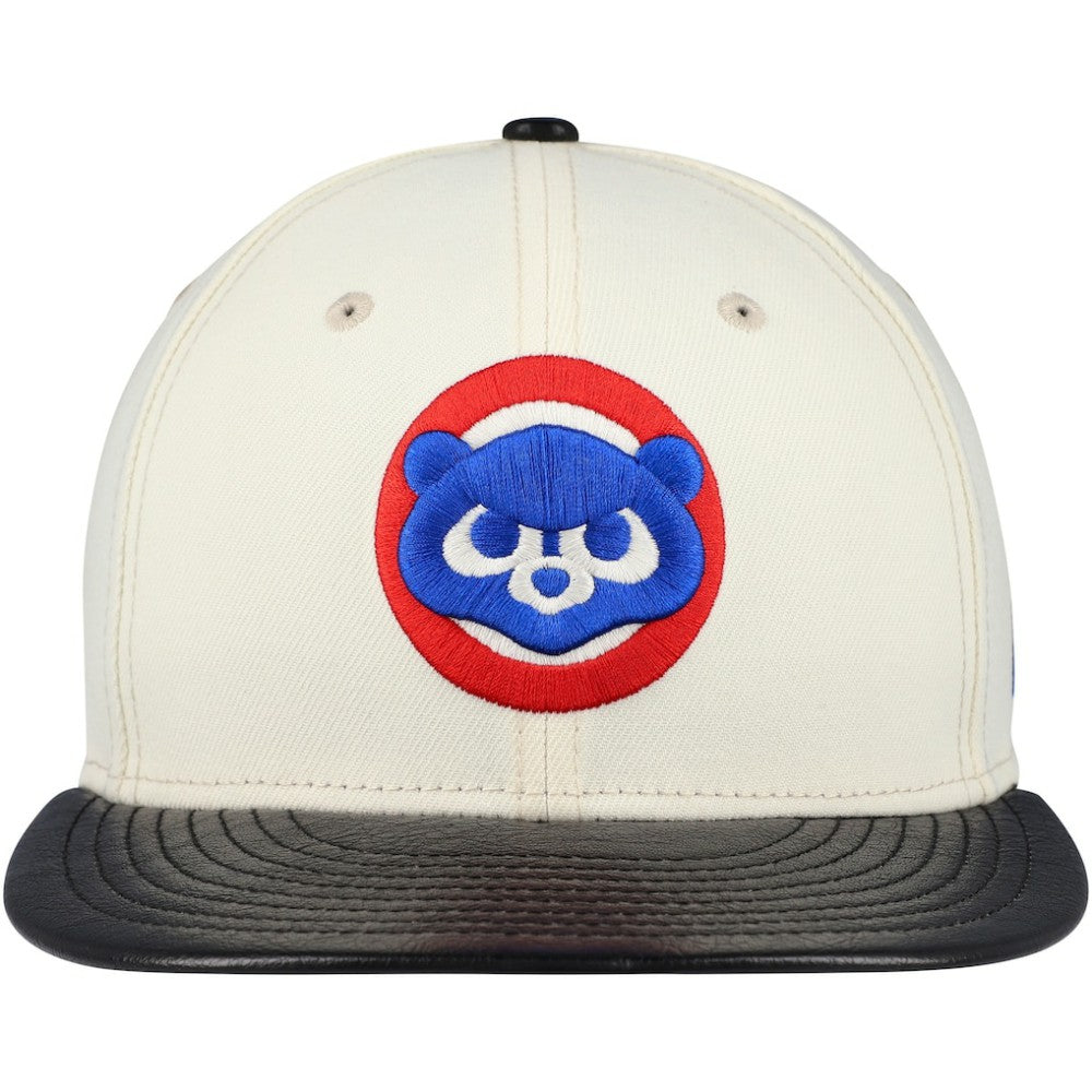 Chicago Cubs Game Night Leather Visor 59FIFTY Fitted Hat Cream
