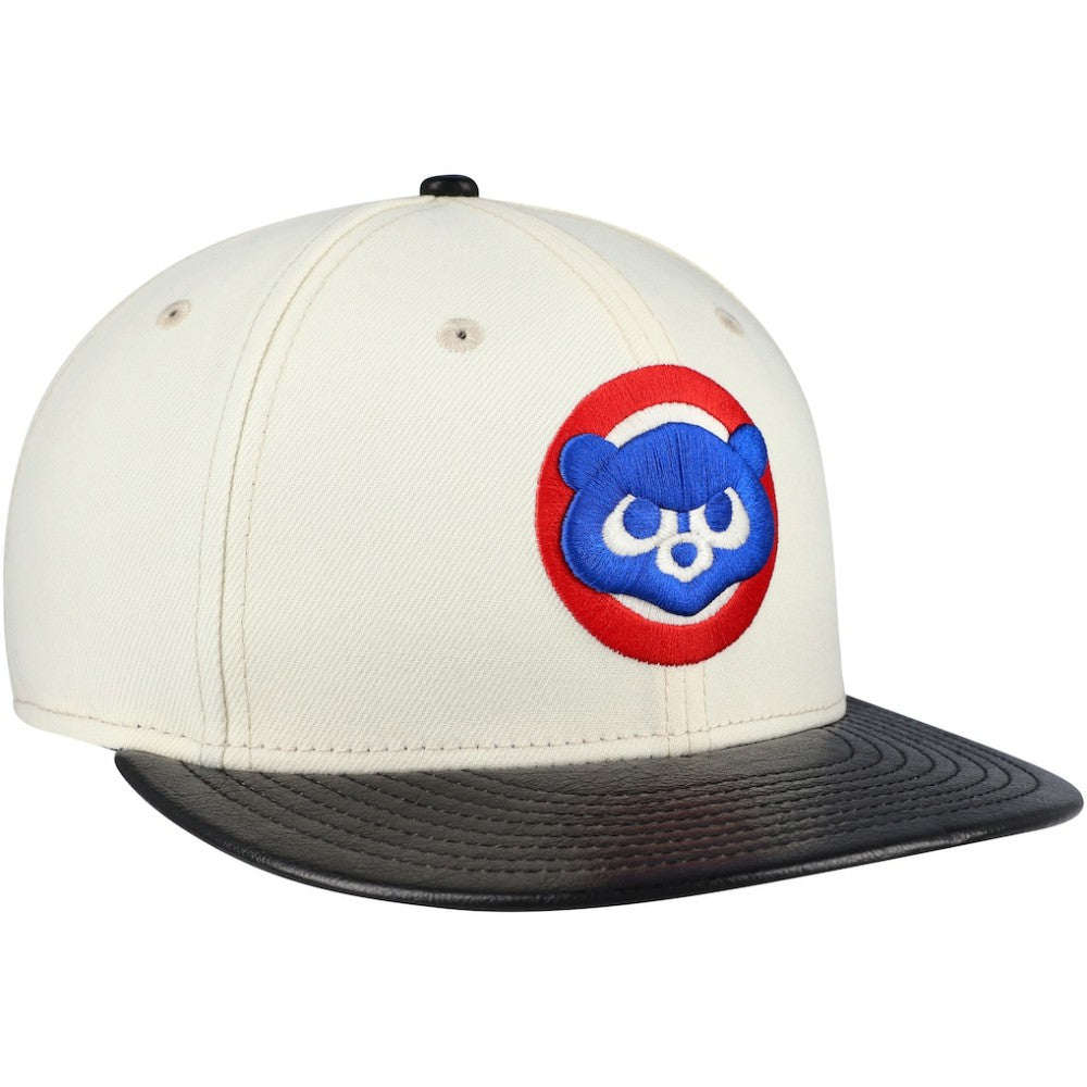 Chicago Cubs Game Night Leather Visor 59FIFTY Fitted Hat Cream