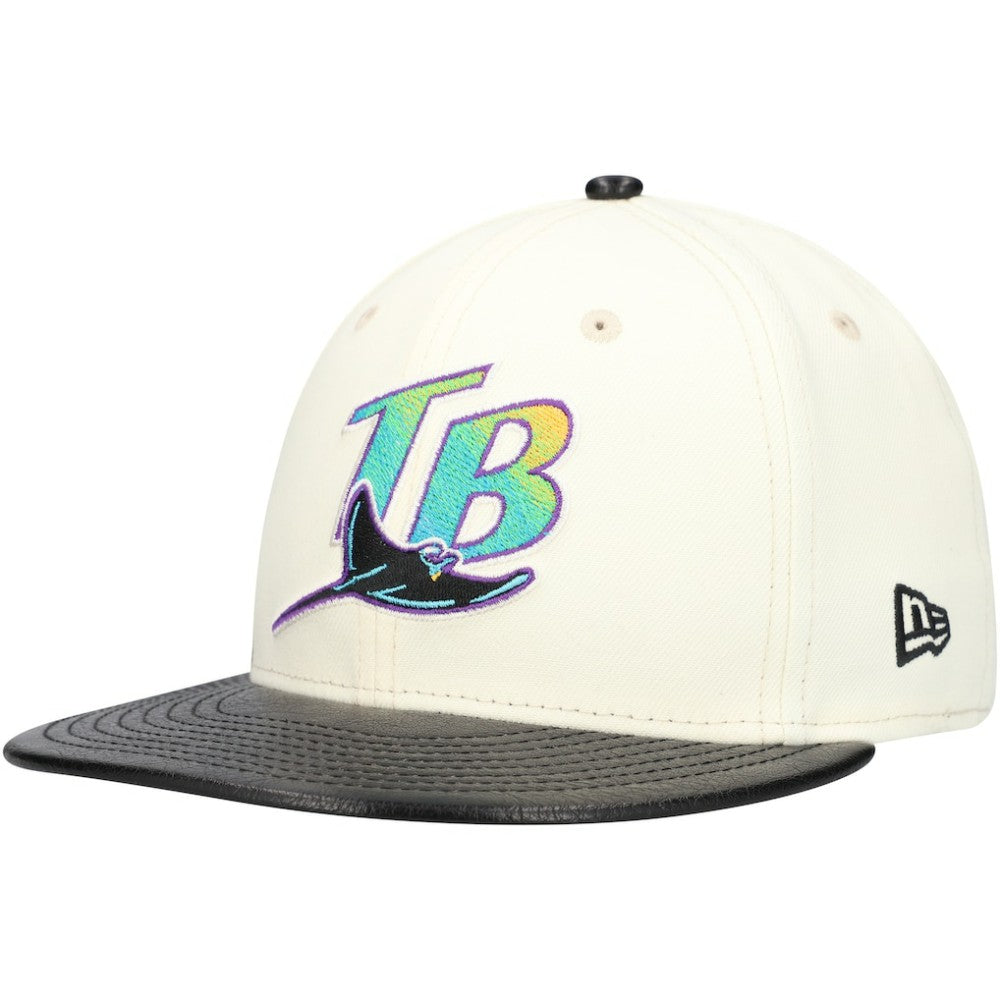 Tampa Bay Rays Game Night Leather Visor 59FIFTY Fitted Hat Cream
