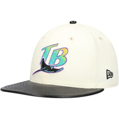 Tampa Bay Rays Game Night Leather Visor 59FIFTY Fitted Hat Cream