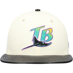 Tampa Bay Rays Game Night Leather Visor 59FIFTY Fitted Hat Cream
