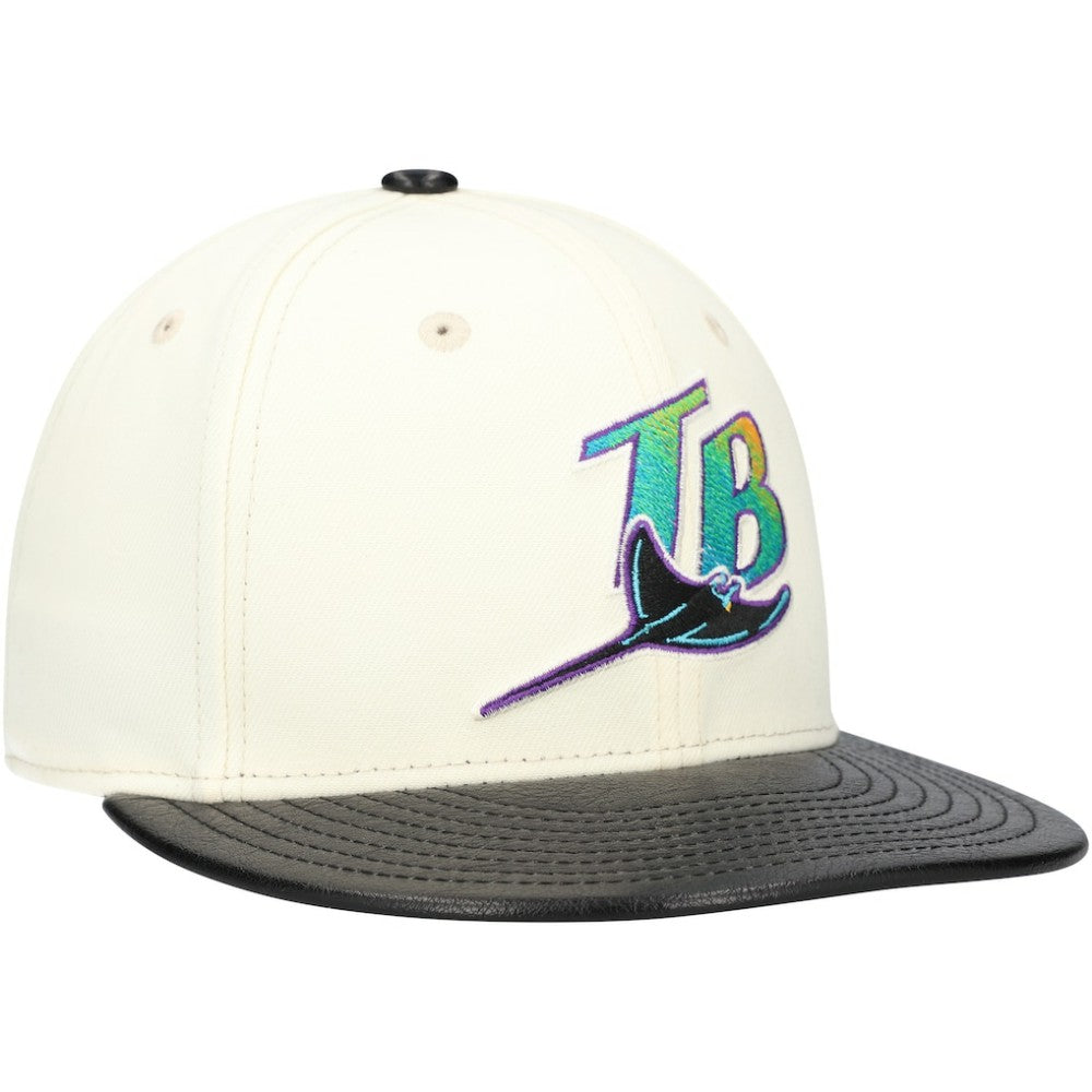 Tampa Bay Rays Game Night Leather Visor 59FIFTY Fitted Hat Cream