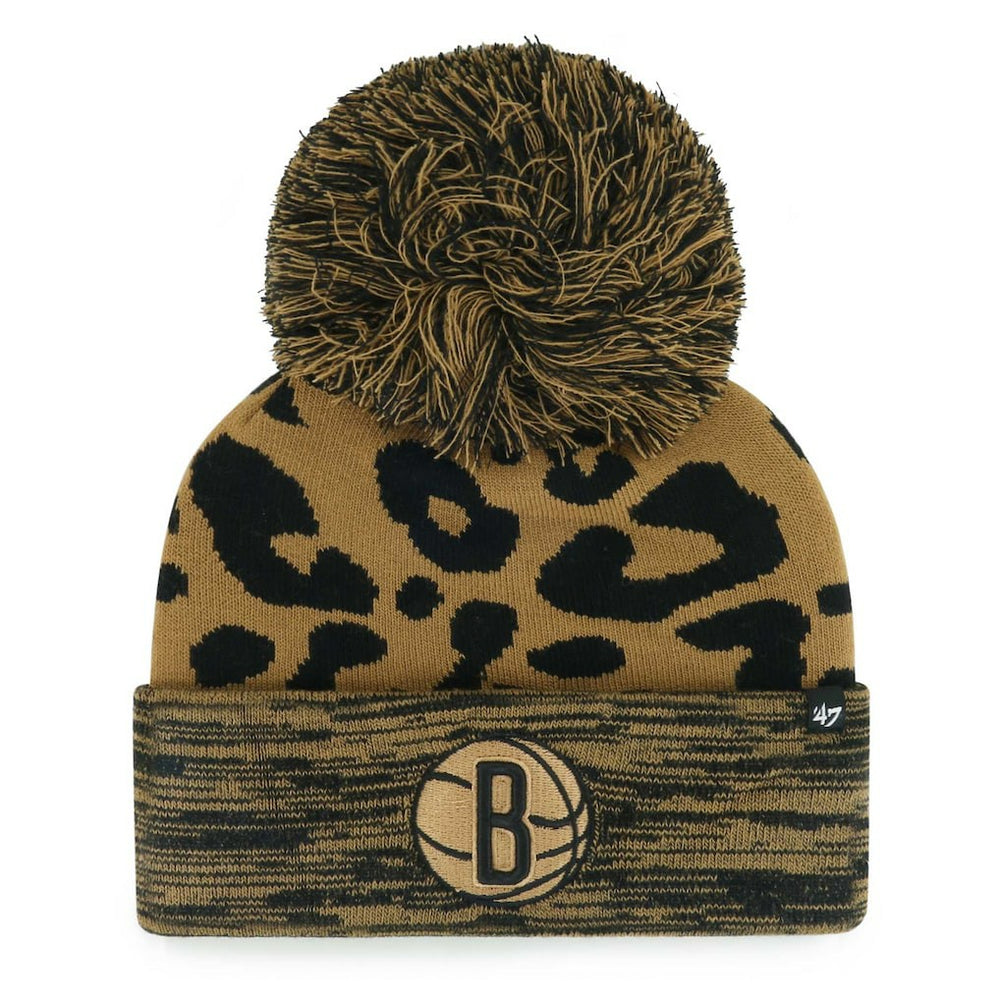 Brooklyn Nets '47 Women's Rosette Cuffed Knit Hat with Pom - Leopard shop
