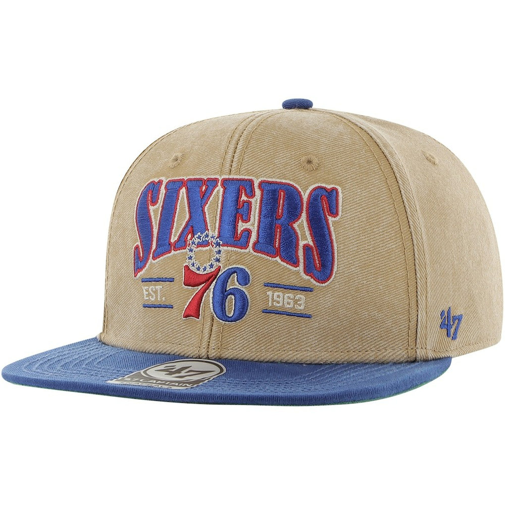 Philadelphia 76ers '47 Chilmark Captain Snapback - Khaki/Royal discount