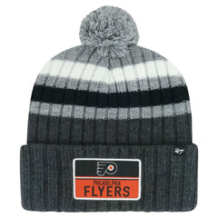 Philadelphia Flyers '47 Stack Patch Cuffed Knit Hat with Pom - Gray Hats