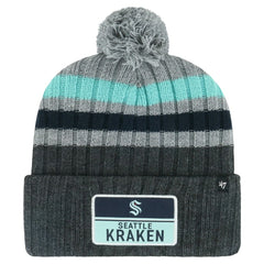 Seattle Kraken '47 Stack Patch Cuffed Knit Hat with Pom - Gray Hats