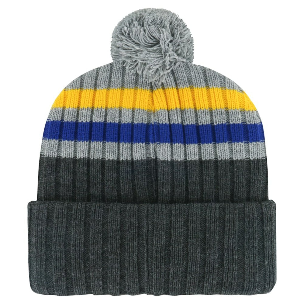 St. Louis Blues '47 Stack Patch Cuffed Knit Hat with Pom - Gray Hats