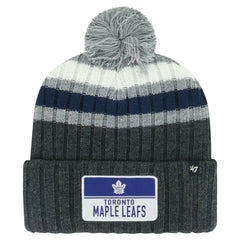 Toronto Maple Leafs '47 Stack Patch Cuffed Knit Hat with Pom - Gray Hats