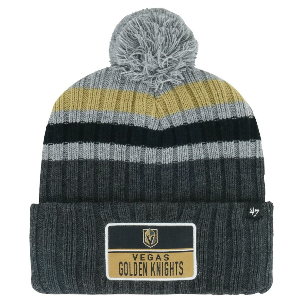 Vegas Golden Knights '47 Stack Patch Cuffed Knit Hat with Pom - Gray Hats