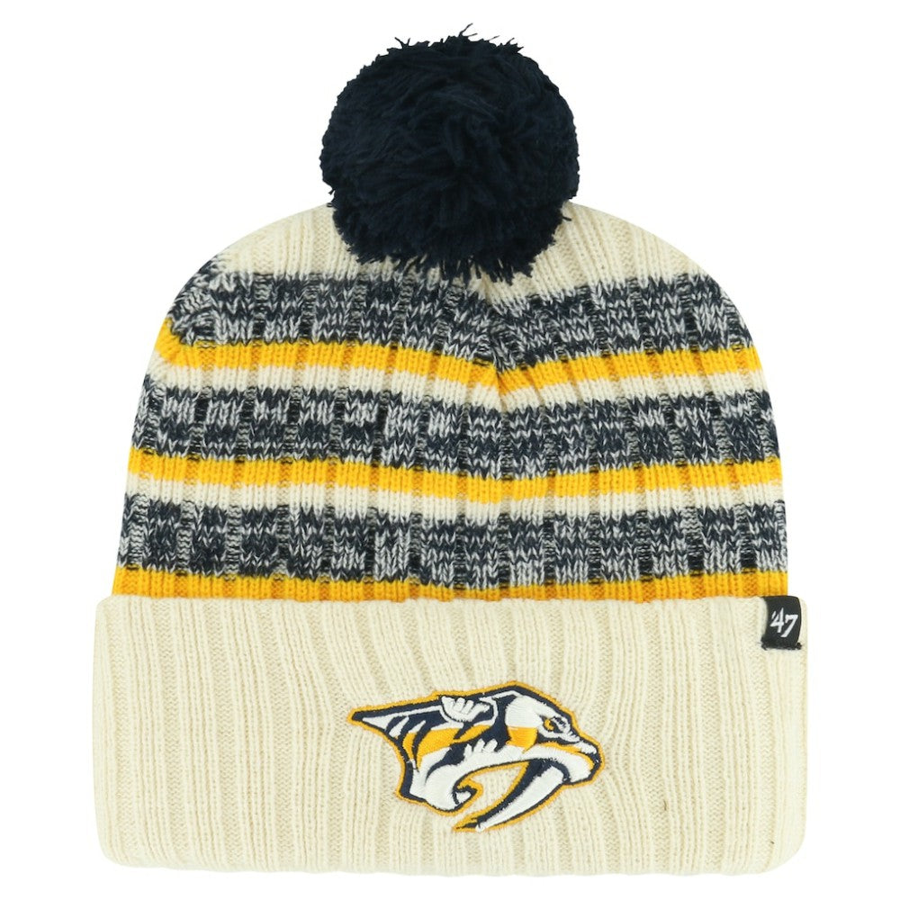 Nashville Predators '47 Tavern Cuffed Knit Hat with Pom - Cream Hats
