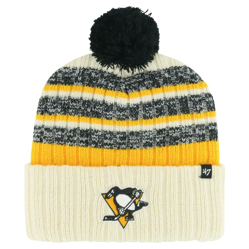 Pittsburgh Penguins '47 Tavern Cuffed Knit Hat with Pom - Cream Hats