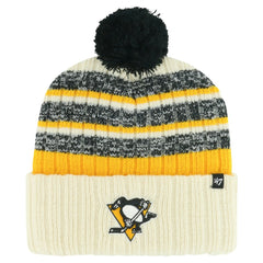 Pittsburgh Penguins '47 Tavern Cuffed Knit Hat with Pom - Cream Hats