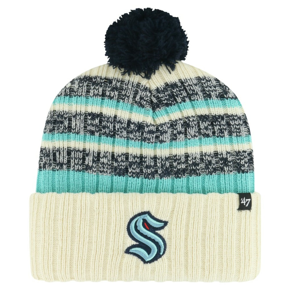 Seattle Kraken '47 Tavern Cuffed Knit Hat with Pom - Cream Hats