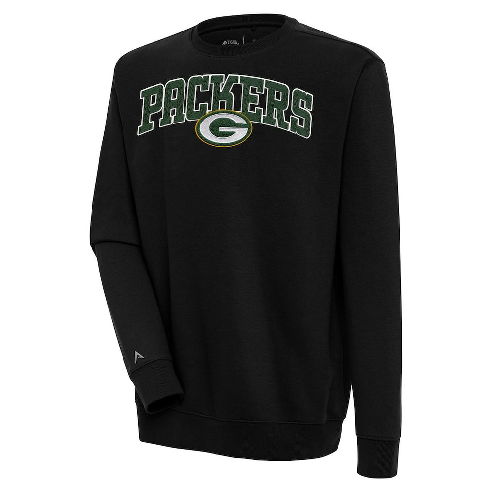 Green Bay Packers Antigua Victory Chenille Pullover Sweatshirt - Black on sale