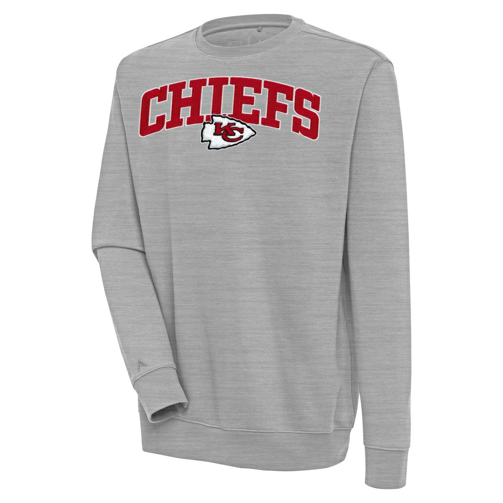 Kansas City Chiefs Antigua Victory Chenille Pullover Sweatshirt - Heather Gray cheap