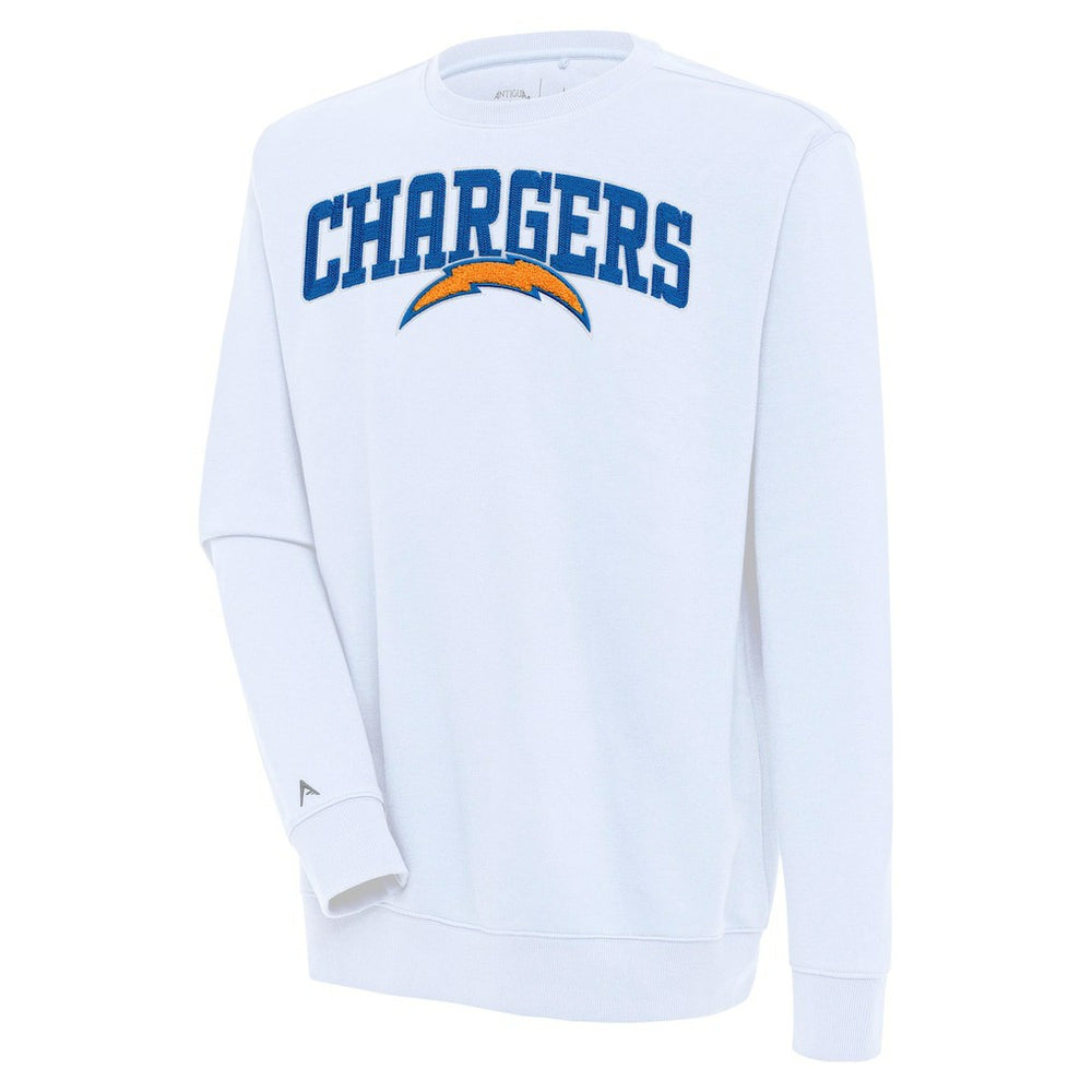 Los Angeles Chargers Antigua Victory Chenille Pullover Sweatshirt - White outlet