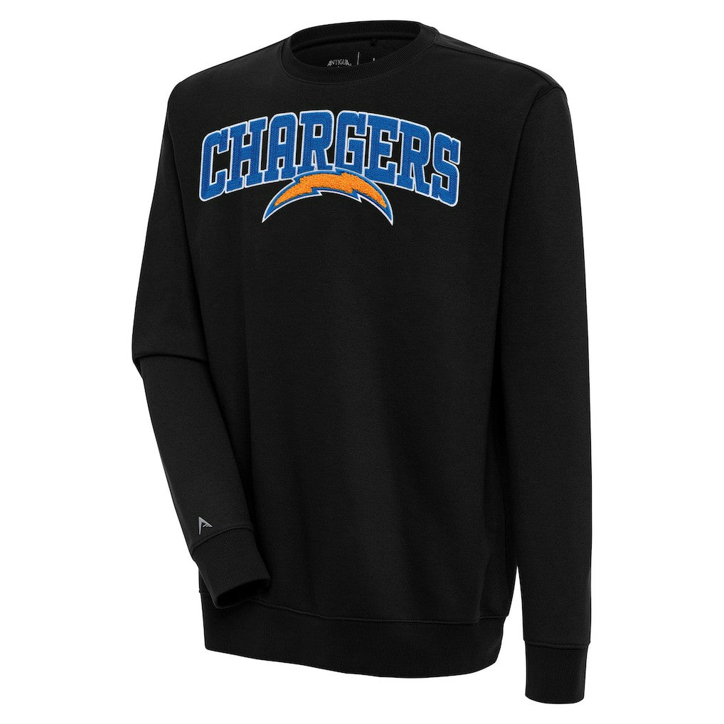 Los Angeles Chargers Antigua Victory Chenille Pullover Sweatshirt - Black discount
