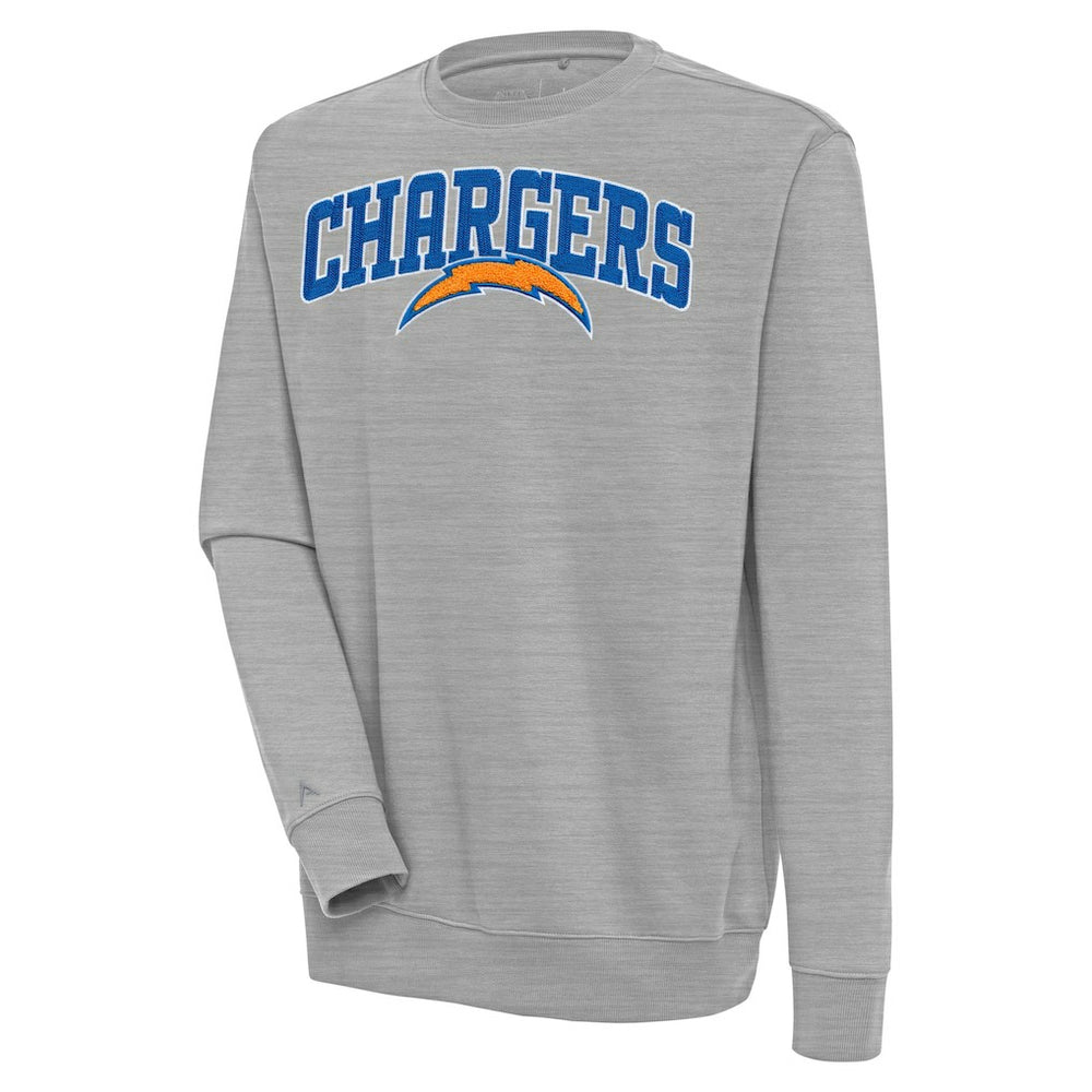 Los Angeles Chargers Antigua Victory Chenille Pullover Sweatshirt - Heather Gray outlet