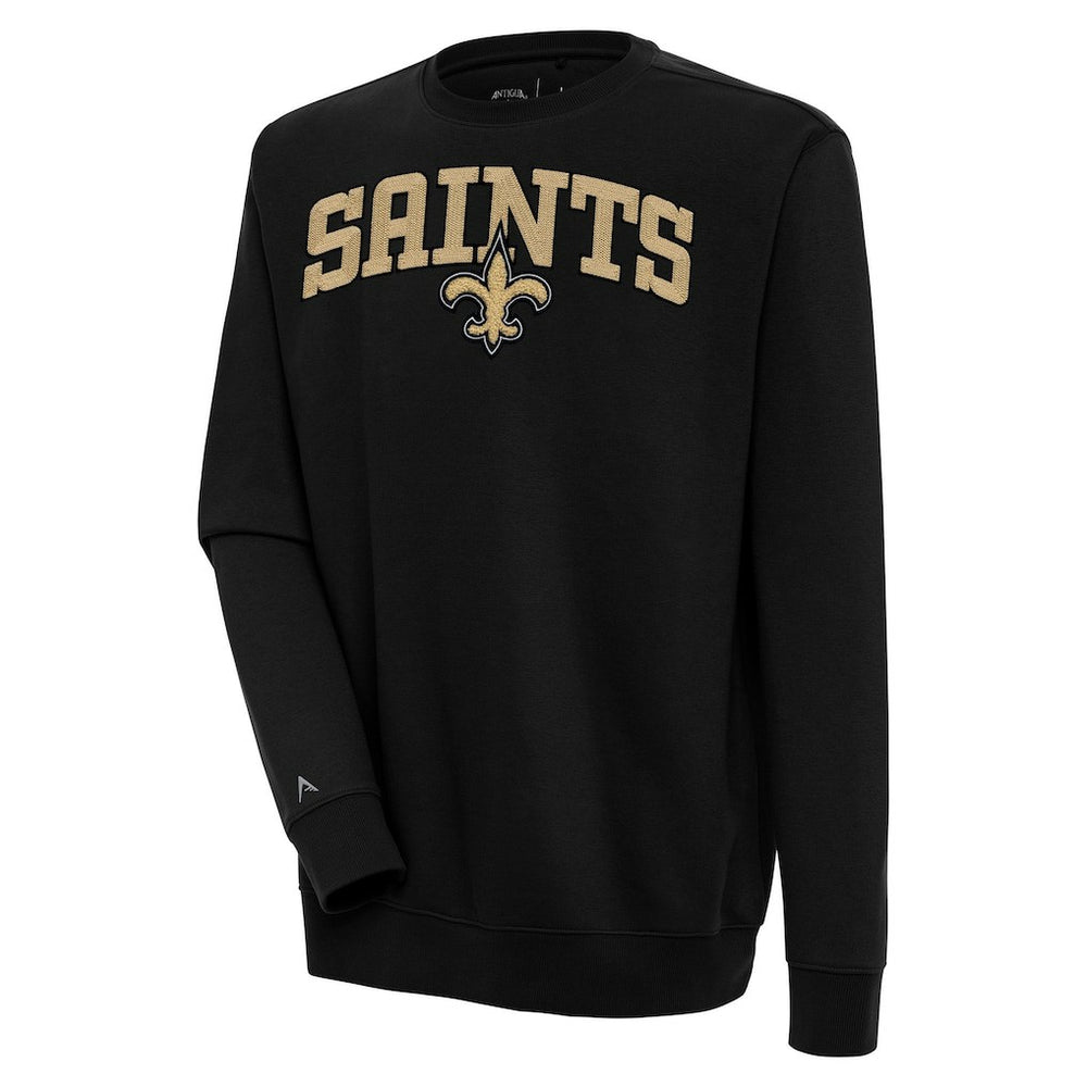 New Orleans Saints Antigua Victory Chenille Pullover Sweatshirt - Black sale