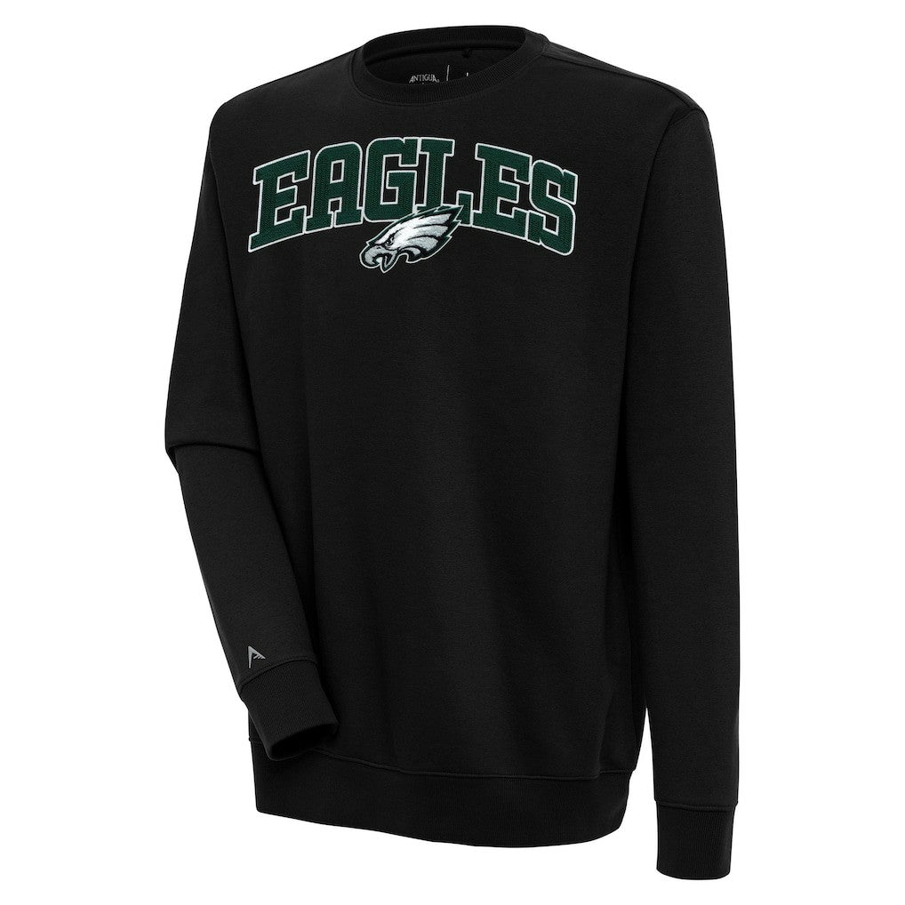 Philadelphia Eagles Antigua Victory Chenille Pullover Sweatshirt - Black sale