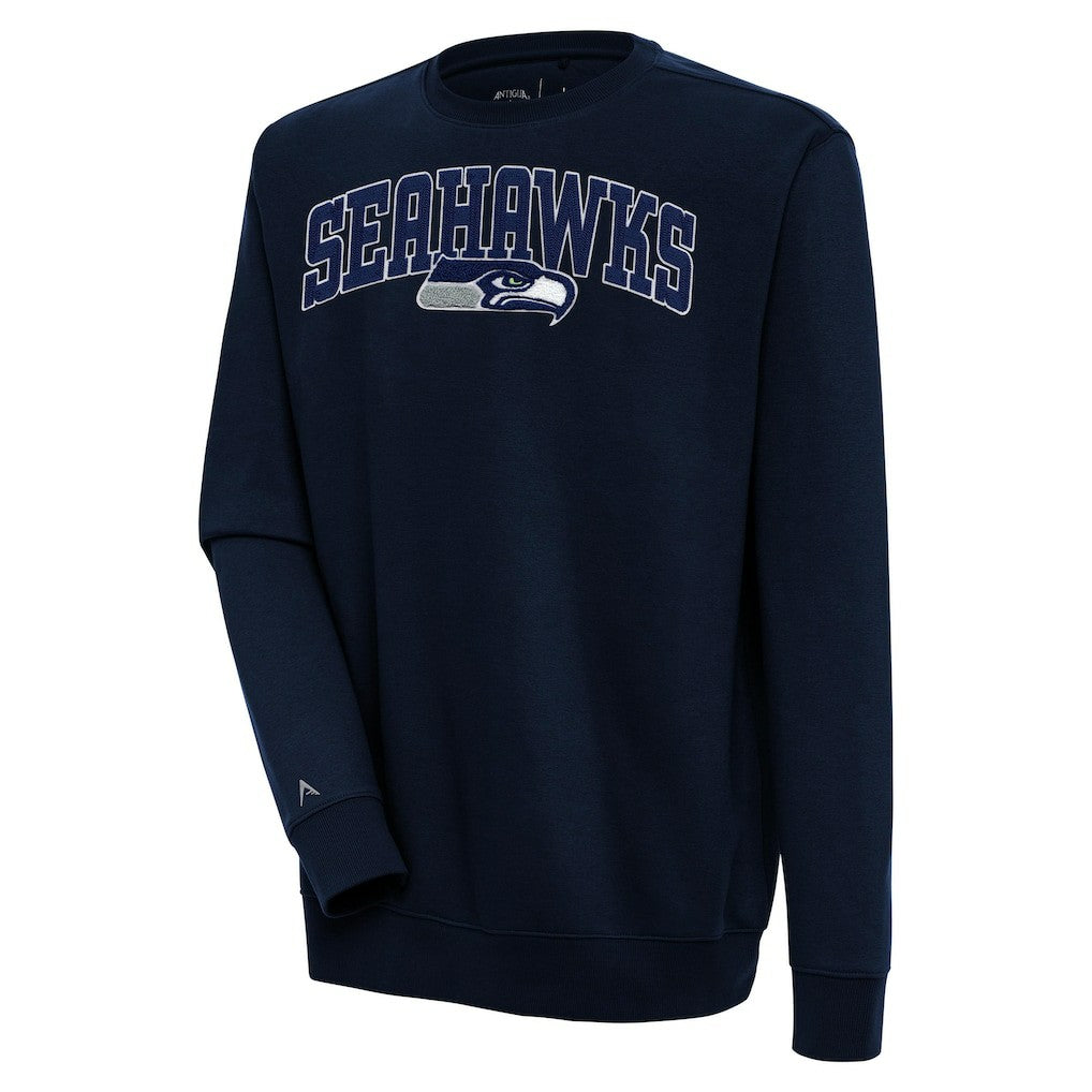 Seattle Seahawks Antigua Victory Chenille Pullover Sweatshirt - College Navy for sale