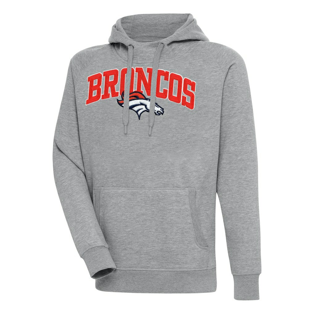 Denver Broncos Antigua Victory Pullover Hoodie - Heather Gray cheap