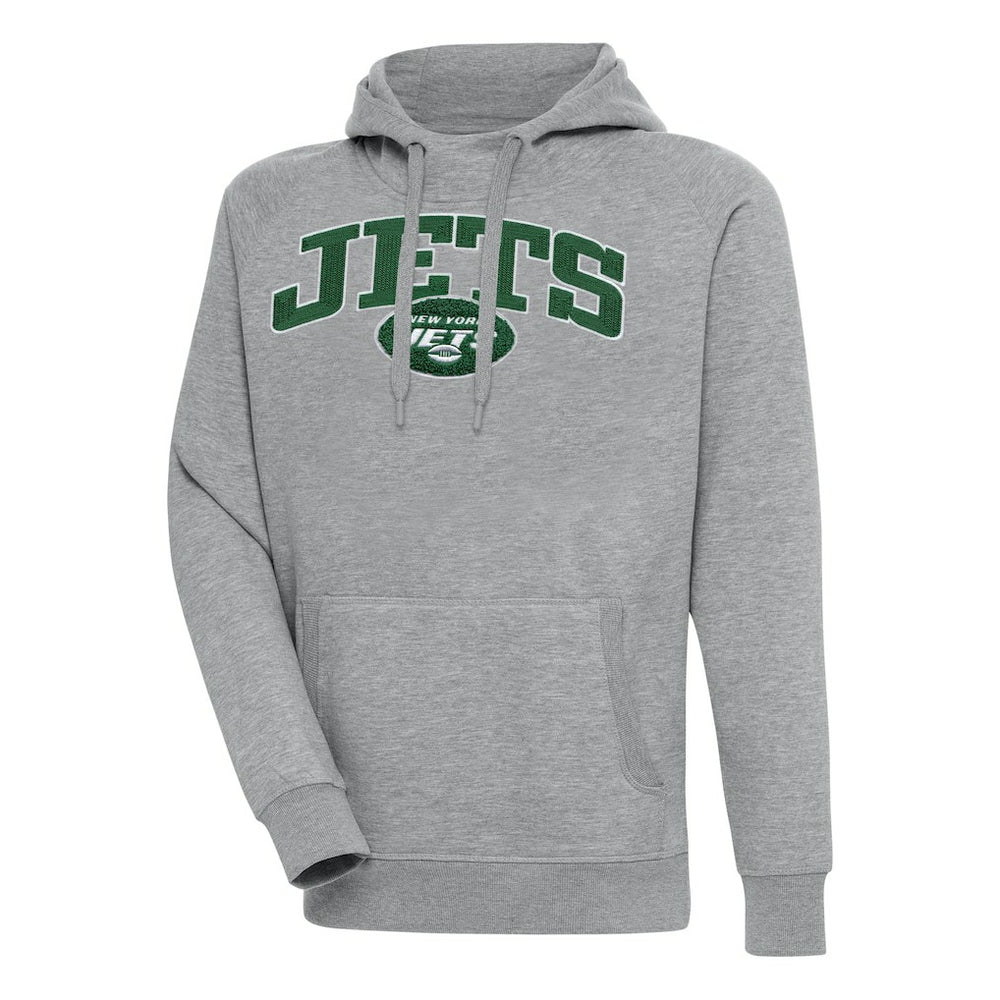 New York Jets Antigua Victory Pullover Hoodie - Heather Gray on sale