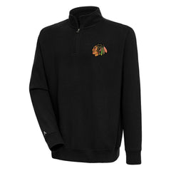 Chicago Blackhawks Antigua Victory Quarter-Zip Pullover Top - Black Pullover