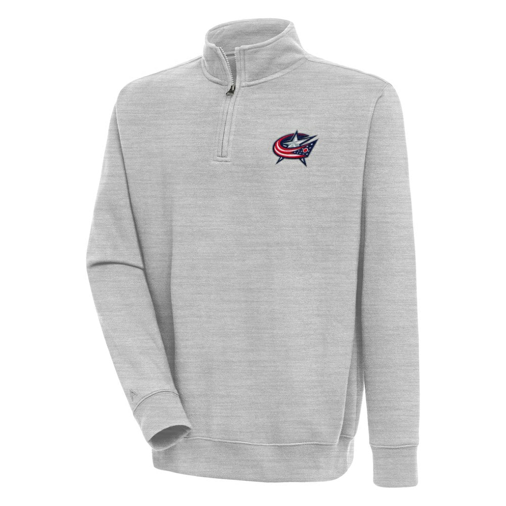Columbus Blue Jackets Antigua Victory Quarter-Zip Pullover Top - Heather Gray Pullover