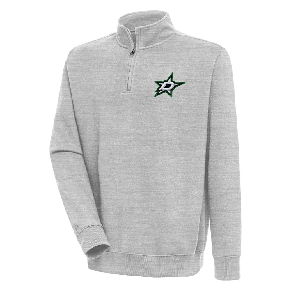 Dallas Stars Antigua Victory Quarter-Zip Pullover Top - Heather Gray Pullover