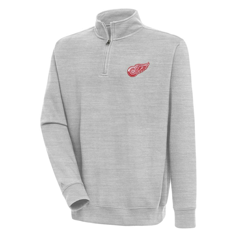 Detroit Red Wings Antigua Victory Quarter-Zip Pullover Top - Heather Gray Pullover