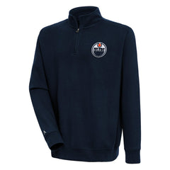 Edmonton Oilers Antigua Victory Quarter-Zip Pullover Top - Navy Pullover