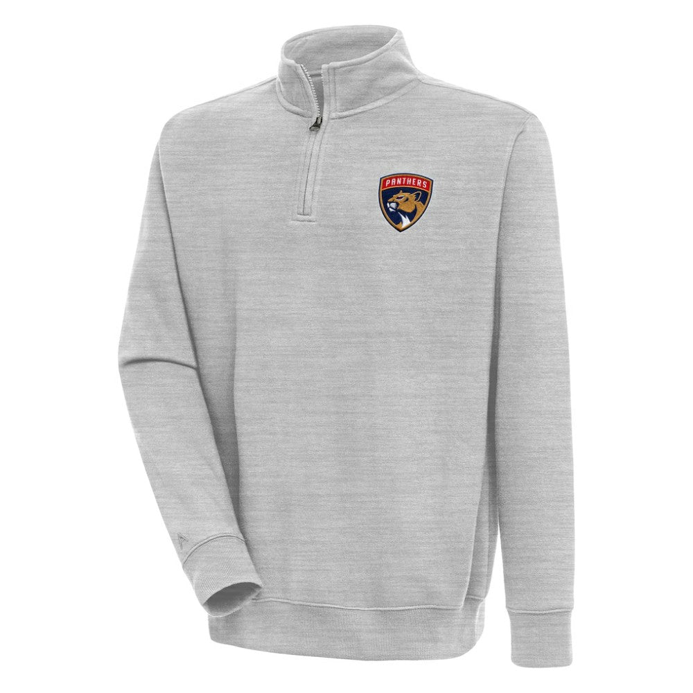 Florida Panthers Antigua Victory Quarter-Zip Pullover Top - Heather Gray Pullover