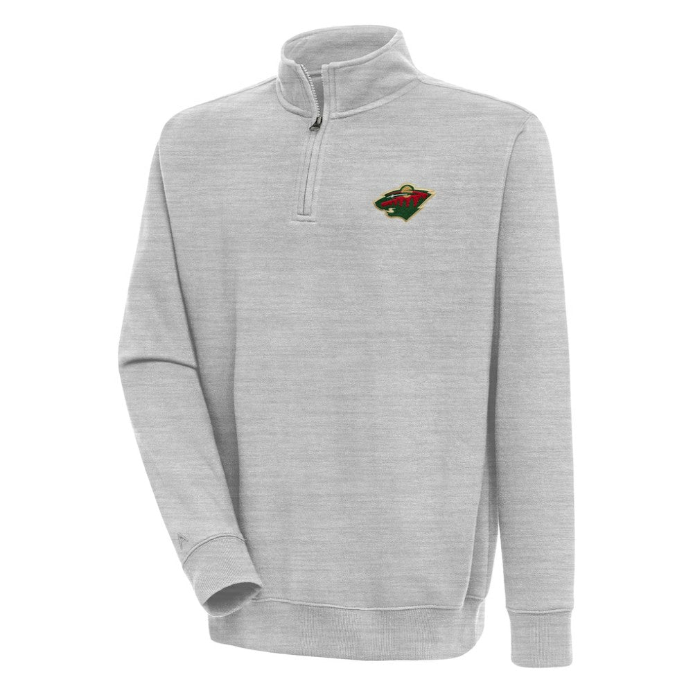 Minnesota Wild Antigua Victory Quarter-Zip Pullover Top - Heather Gray Pullover