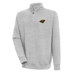 Minnesota Wild Antigua Victory Quarter-Zip Pullover Top - Heather Gray Pullover