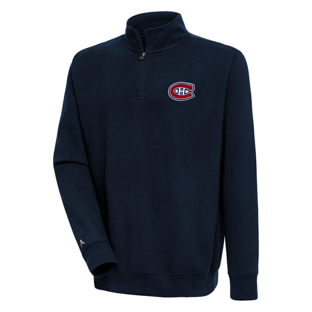 Montreal Canadiens Antigua Victory Quarter-Zip Pullover Top - Navy Pullover