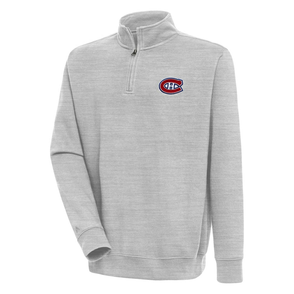 Montreal Canadiens Antigua Victory Quarter-Zip Pullover Top - Heather Gray Pullover
