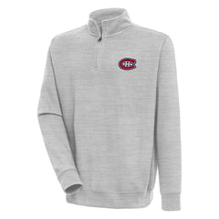 Montreal Canadiens Antigua Victory Quarter-Zip Pullover Top - Heather Gray Pullover