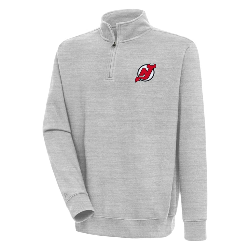 New Jersey Devils Antigua Victory Quarter-Zip Pullover Top - Heather Gray Jerseys