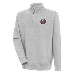 New York Islanders Antigua Victory Quarter-Zip Pullover Top - Heather Gray Pullover