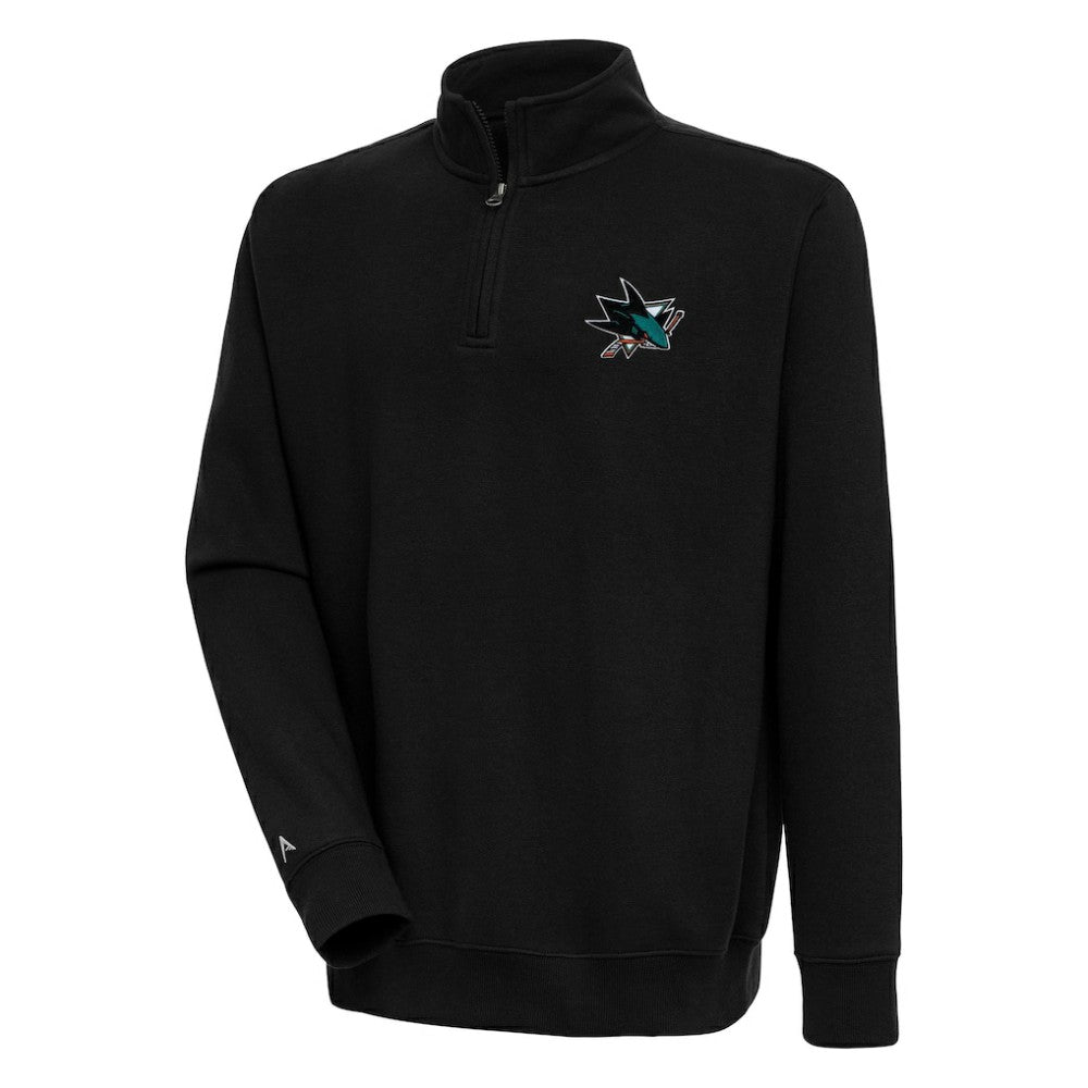 San Jose Sharks Antigua Victory Quarter-Zip Pullover Top - Black Pullover